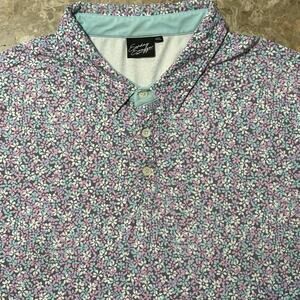 Sunday Swagger Polo Shirt Mens 4XL Floral Hawaiian Short Sleeve Golf Stretch
